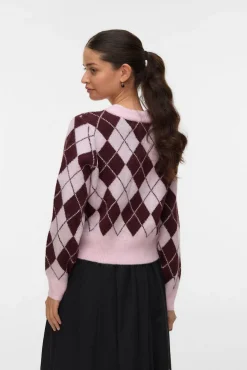 Vero Moda Camisolas-Casaco de malha com estampado de diamantes Subiu