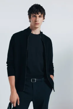 Springfield Camisolas-Casaco de malha com fecho-éclair Milano preto