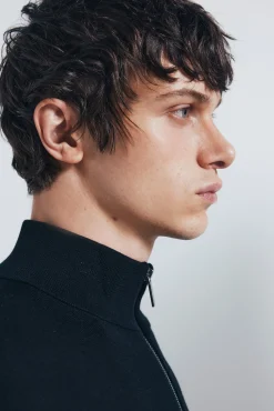 Springfield Camisolas-Casaco de malha com fecho-éclair Milano preto