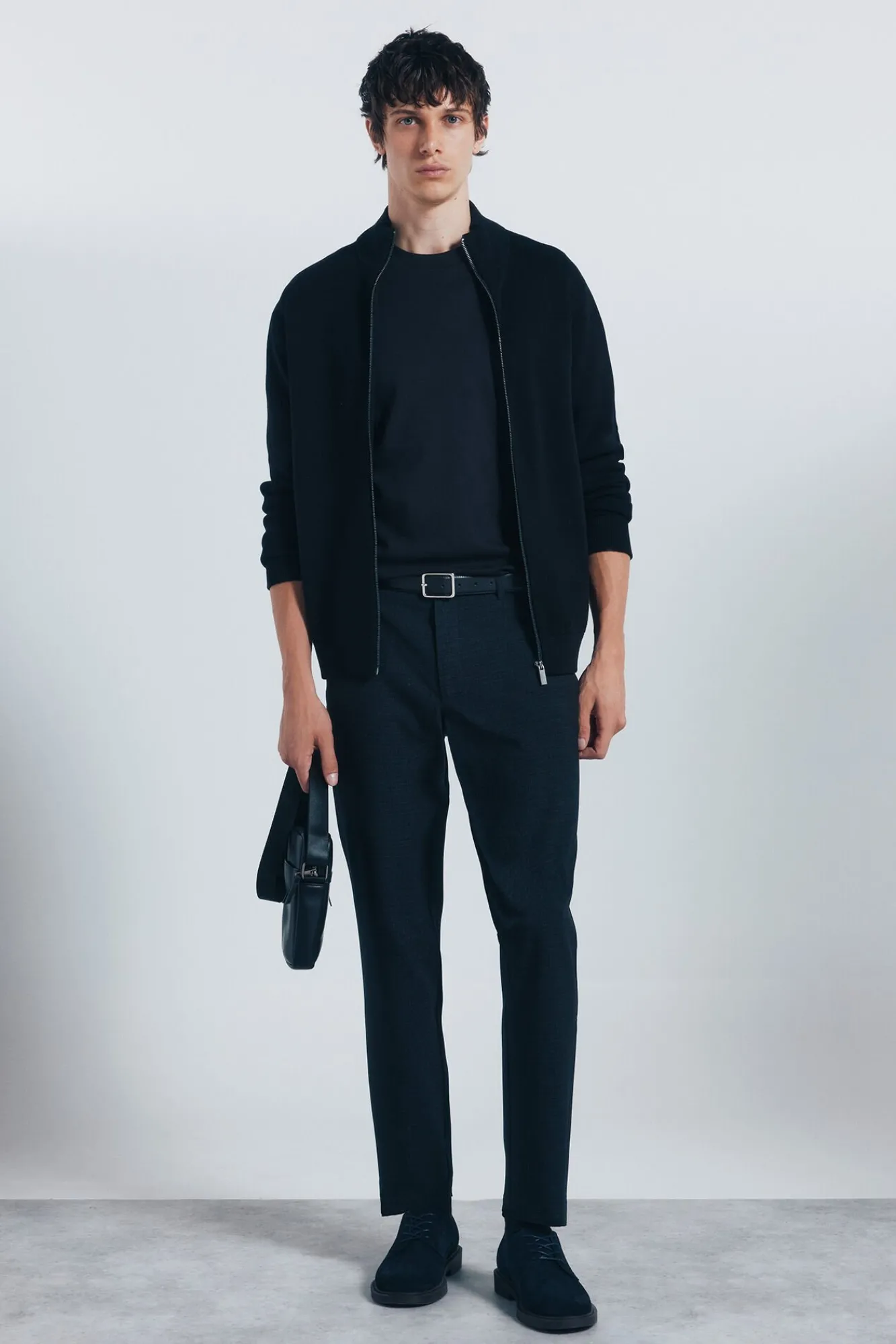 Springfield Camisolas-Casaco de malha com fecho-éclair Milano preto