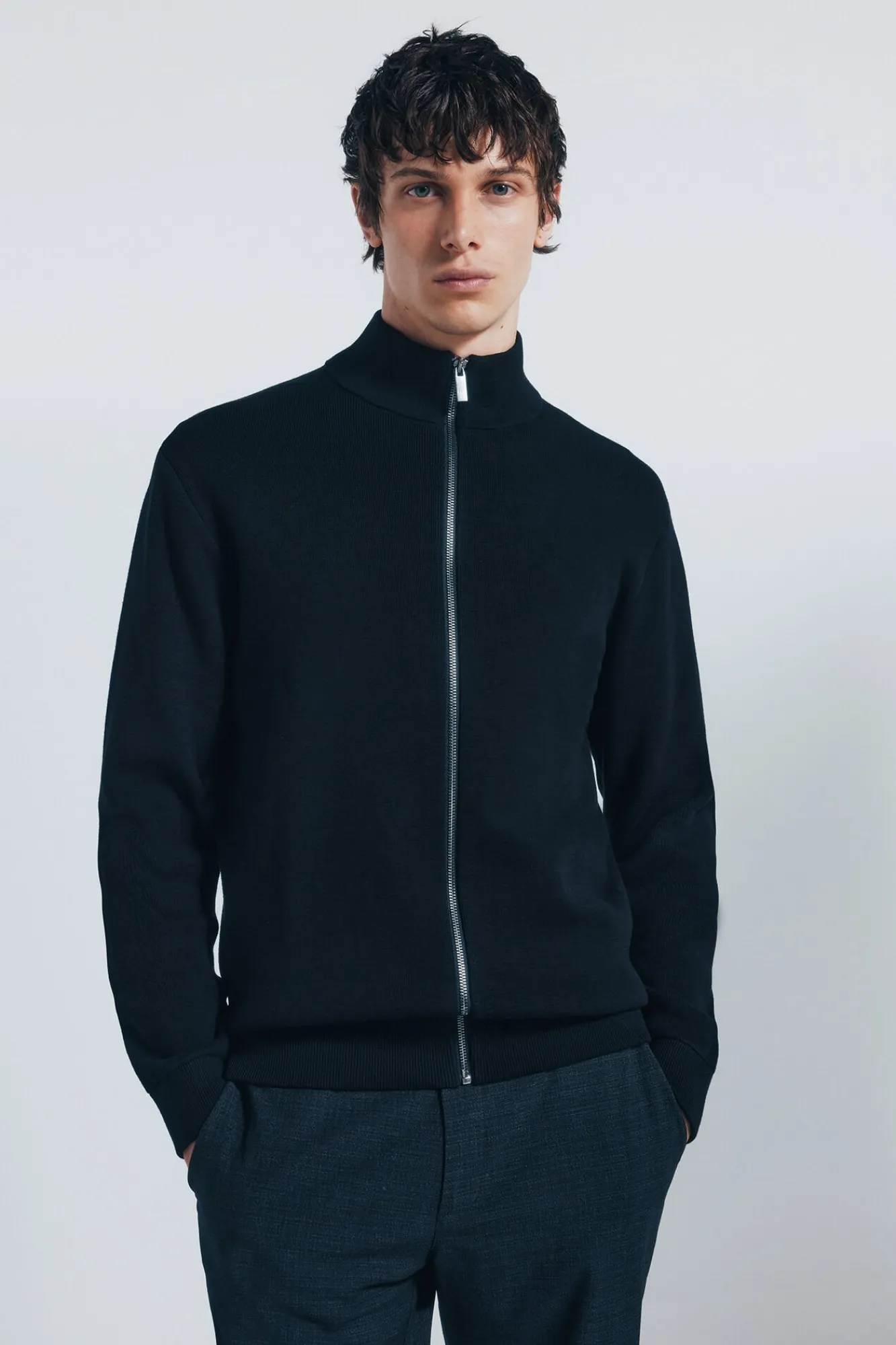 Springfield Camisolas-Casaco de malha com fecho-éclair Milano preto