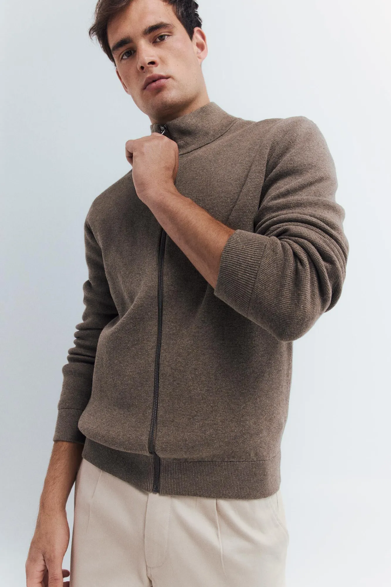 Springfield Camisolas-Casaco de malha com fecho-éclair Milano cru