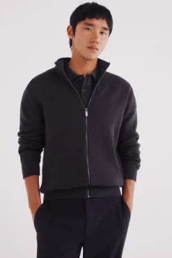 Springfield Camisolas-Casaco de malha com fecho-éclair Milano cinzento