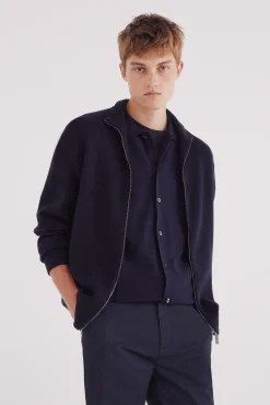 Springfield Camisolas-Casaco de malha com fecho-éclair Milano azul
