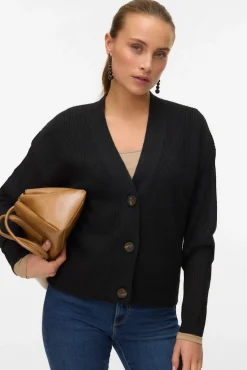 Vero Moda Camisolas-Casaco de malha curto de manga comprida Preto