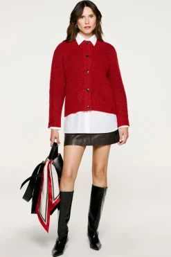 Selected Camisolas-Casaco de malha de lã e alpaca. Vermelho