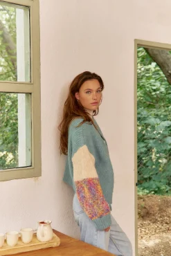 Jaase Camisolas-Casaco de malha de malha Azul