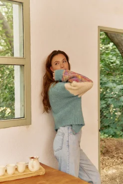 Jaase Camisolas-Casaco de malha de malha Azul