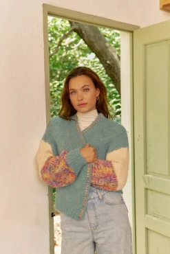 Jaase Camisolas-Casaco de malha de malha Azul