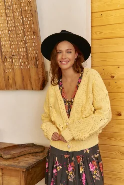 Jaase Camisolas-Casaco de malha de malha Amarelo