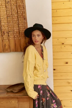 Jaase Camisolas-Casaco de malha de malha Amarelo