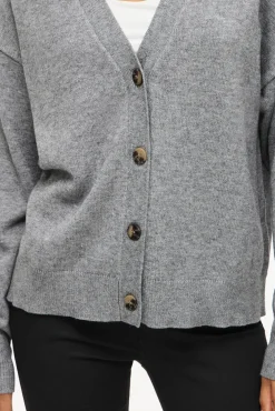 Vila Camisolas-Casaco de malha de malha com botões e viscose Cinzento