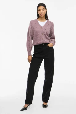 Vila Camisolas-Casaco de malha de malha com malha Subiu