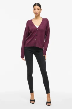 Vila Camisolas-Casaco de malha de malha com botões e viscose Granada