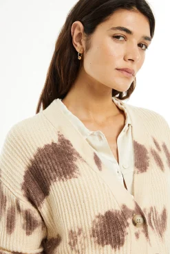 System Action Camisolas-Casaco de malha de malha estampado bege