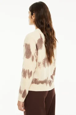 System Action Camisolas-Casaco de malha de malha estampado bege