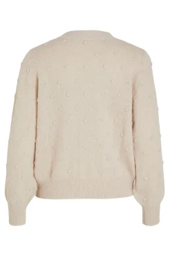 Vila Camisolas-Casaco de malha de malha com malha Tostado