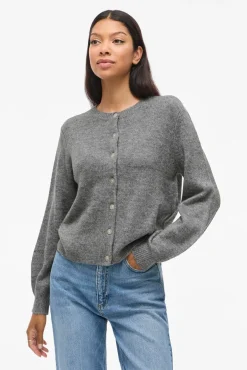 Vila Camisolas-Casaco de malha de malha com malha Cinzento