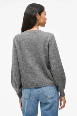 Vila Camisolas-Casaco de malha de malha com malha Cinzento