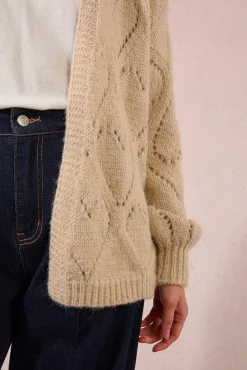 Molly Bracken Camisolas-Casaco de malha de manga comprida em malha com detalhe de coração Tostado