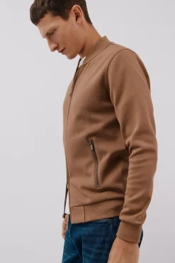 Cortefiel Camisolas-Casaco de malha gola bomber Tostado