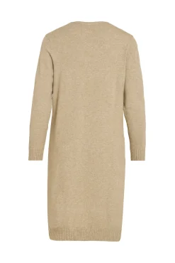 Vila Camisolas-Casaco de malha longo de malha com viscose Castanho