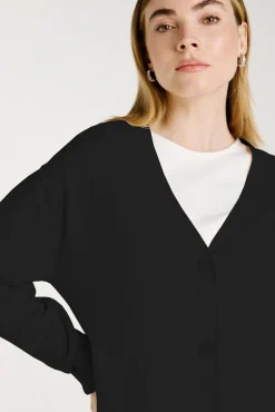 Vila Camisolas-Casaco de malha longo de malha com viscose Preto