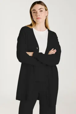 Vila Camisolas-Casaco de malha longo de malha com viscose Preto