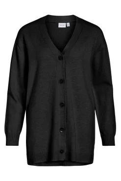 Vila Camisolas-Casaco de malha longo de malha com viscose Preto