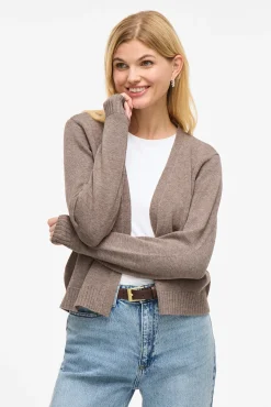 Vila Camisolas-Casaco de malha longo de malha com viscose Tostado