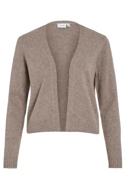 Vila Camisolas-Casaco de malha longo de malha com viscose Tostado