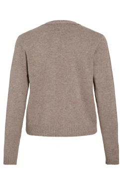 Vila Camisolas-Casaco de malha longo de malha com viscose Tostado