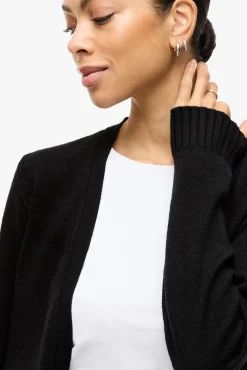 Vila Camisolas-Casaco de malha longo de malha com viscose Preto