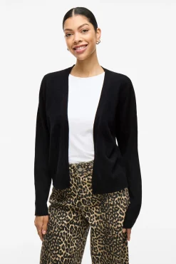 Vila Camisolas-Casaco de malha longo de malha com viscose Preto