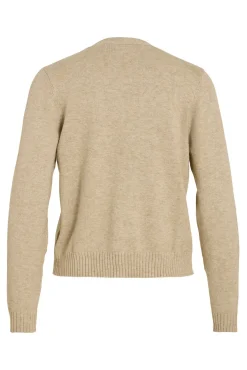 Vila Camisolas-Casaco de malha longo de malha com viscose Castanho