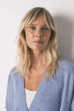 Women'secret Roupões-Casaco de malha midi malha tricô azul