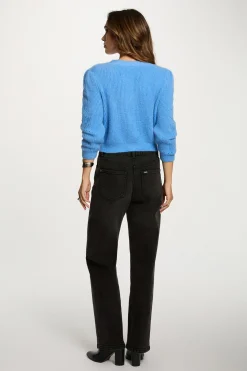 Morgan Camisolas-Casaco de malha slim fit com gola em V Azul