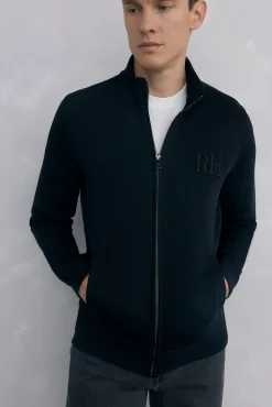 Pedro del Hierro Camisolas-Casaco de malha tecido técnico Preto