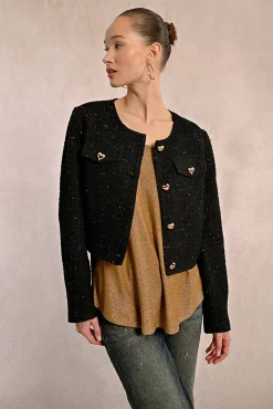 Molly Bracken Sobretudos-Casaco de manga comprida com detalhe de coração Preto