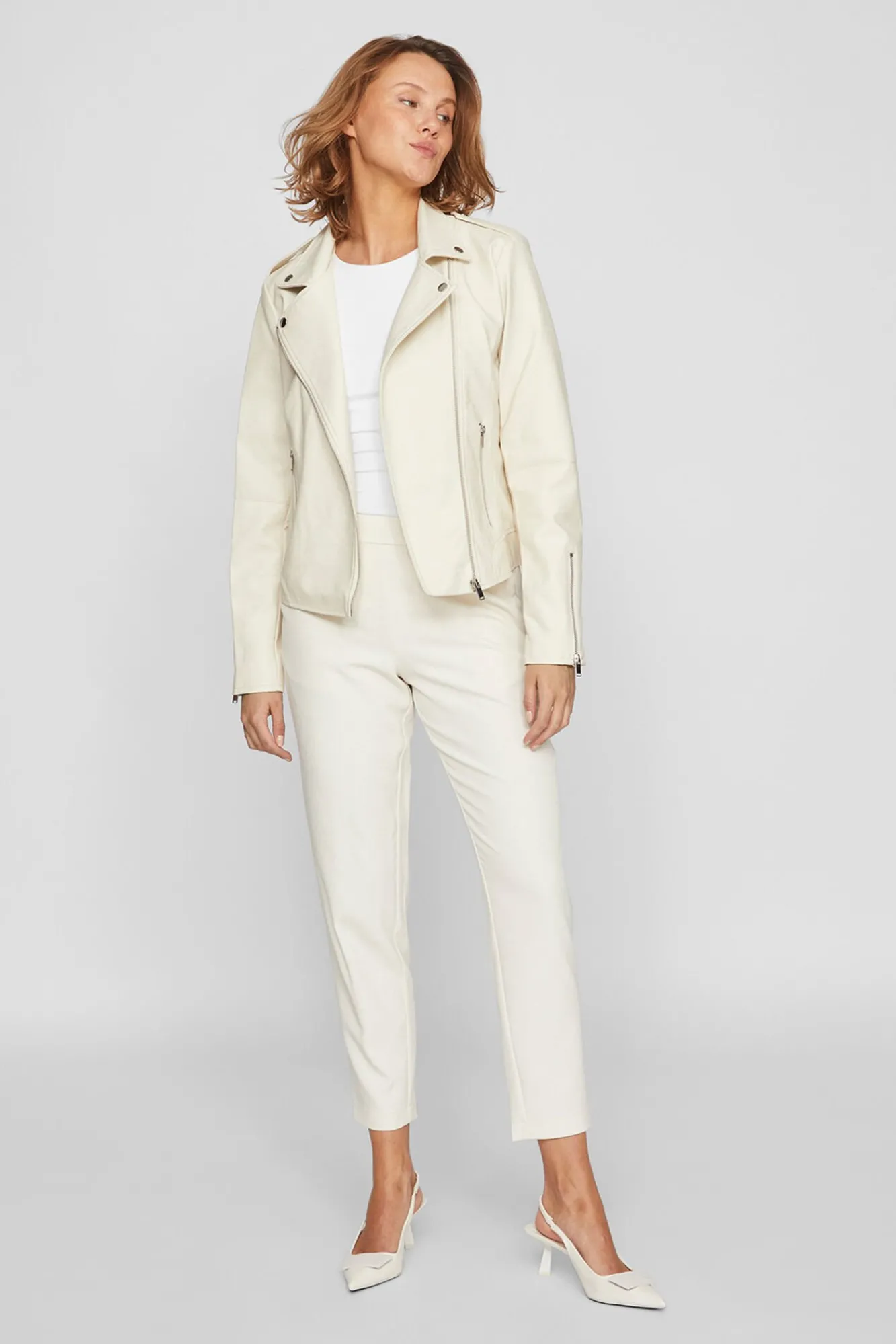 Vila Sobretudos|Casacos-Casaco de motociclista de couro sintético Tostado