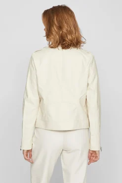 Vila Sobretudos|Casacos-Casaco de motociclista de couro sintético Tostado