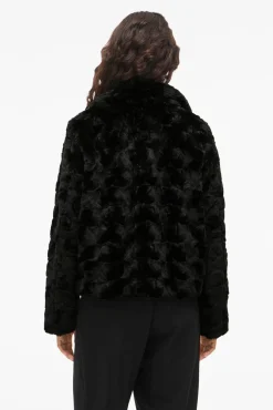 Vila Sobretudos|Casacos-Casaco de pele sobretudo com fecho-éclair Preto