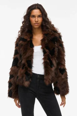 Vila Sobretudos|Casacos-Casaco de pele sobretudo com lapelas Castanho