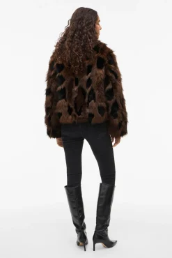 Vila Sobretudos|Casacos-Casaco de pele sobretudo com lapelas Castanho