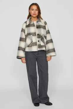 Vila Sobretudos|Casacos-Casaco de tecido abotoada Cinzento