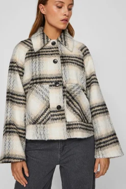 Vila Sobretudos|Casacos-Casaco de tecido abotoada Cinzento