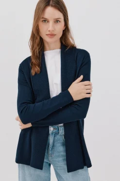 Cortefiel Camisolas-Casaco gola xaile Azul