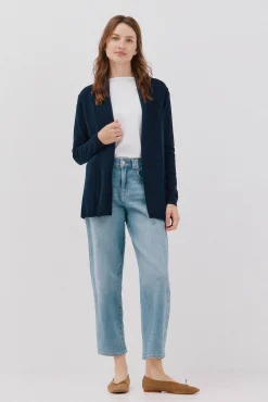 Cortefiel Camisolas-Casaco gola xaile Azul