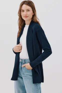 Cortefiel Camisolas-Casaco gola xaile Azul