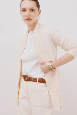 Cortefiel Camisolas-Casaco gola xaile Ecru